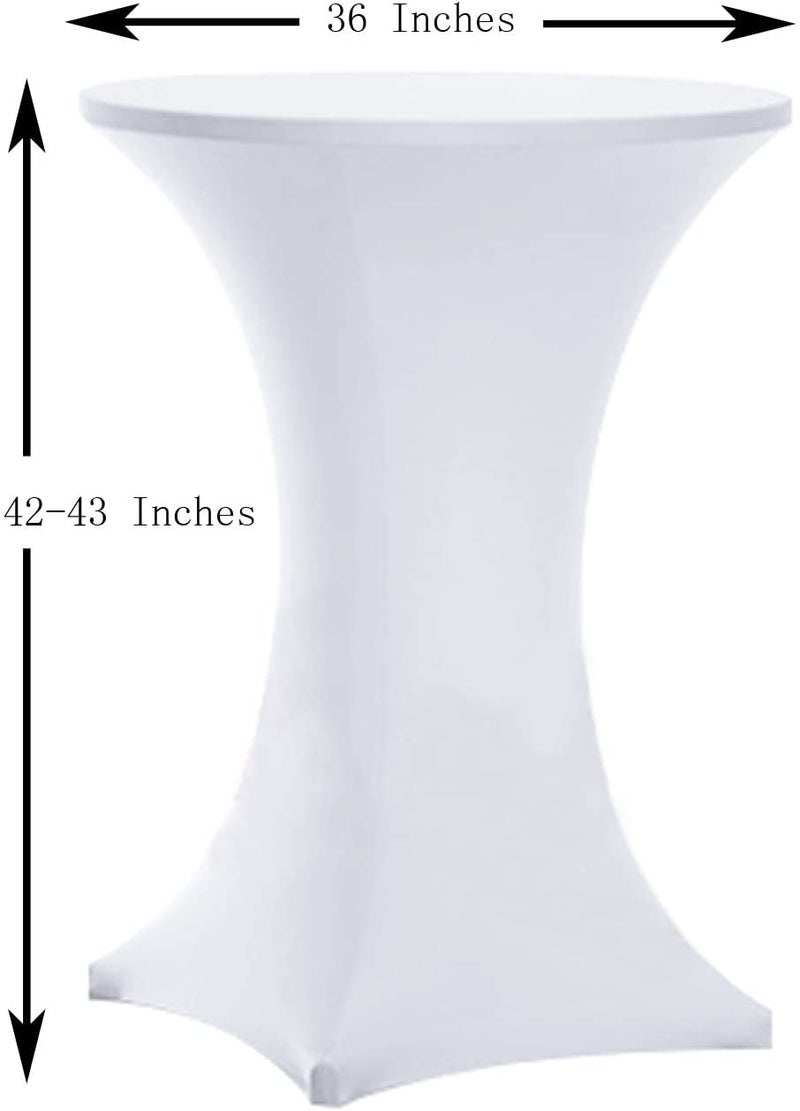 Tina's 36x43 Inch Highboy Spandex Cocktail Table Covers White, Cocktail Table Spandex Covers, Fitted Stretch Cocktail Table Tablecloth for Round Tables - Image 3